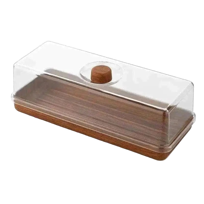 Rectangle Mahogany Lucite Serving Tray & Cover