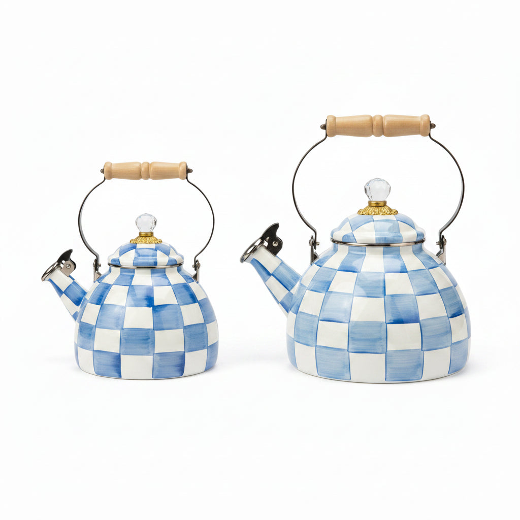 MacKenzie-Childs Sky Check Tea Kettle