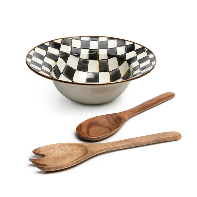 MacKenzie-Childs Royal Check salad serving bowl set