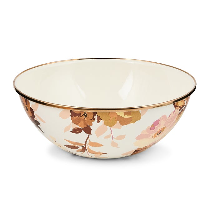 MacKenzie-Childs White Wild Rose enamel everyday bowl, medium