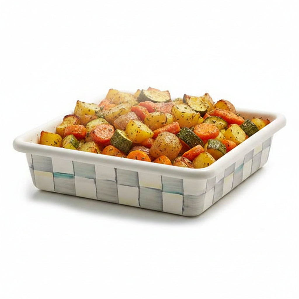 MacKenzie-Childs Check Enamel Baking Pan- 8"