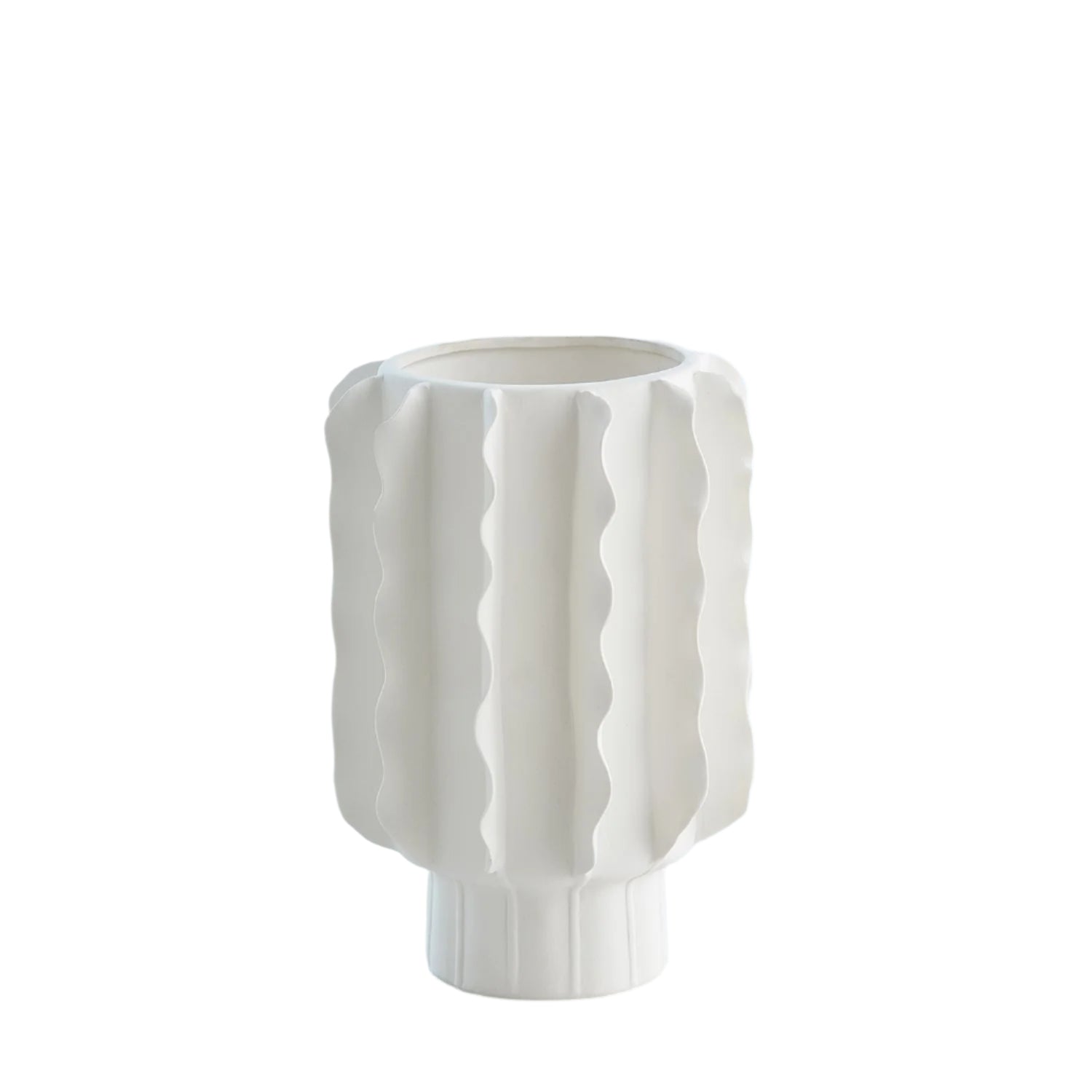 Global Views Frilled Matte White Vase