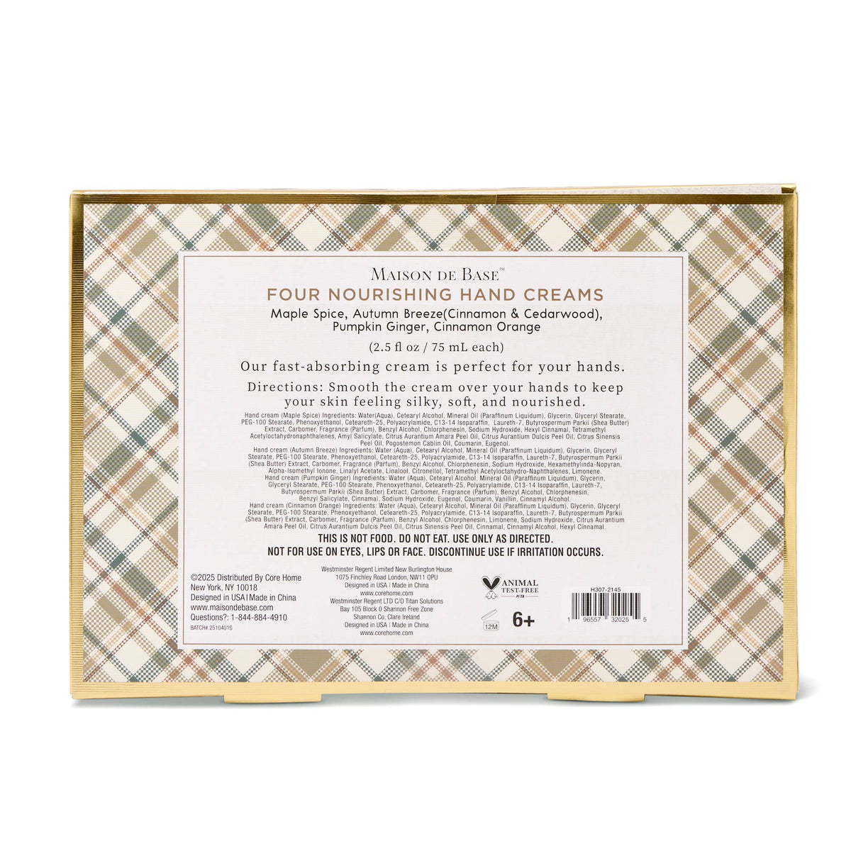 4pk 75ml Hand Cream - Plaid