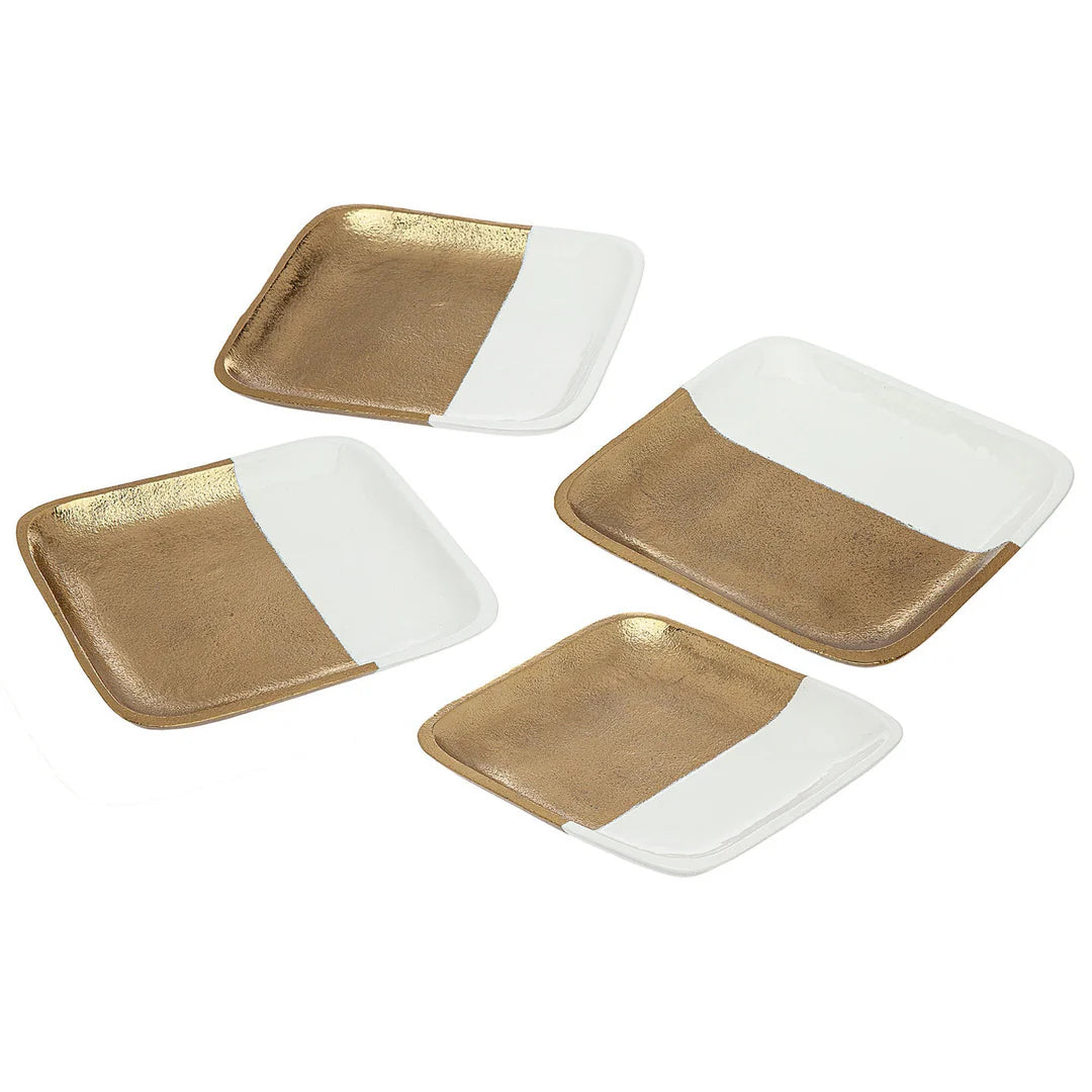 Gold/White Dessert Plates- Set of 4