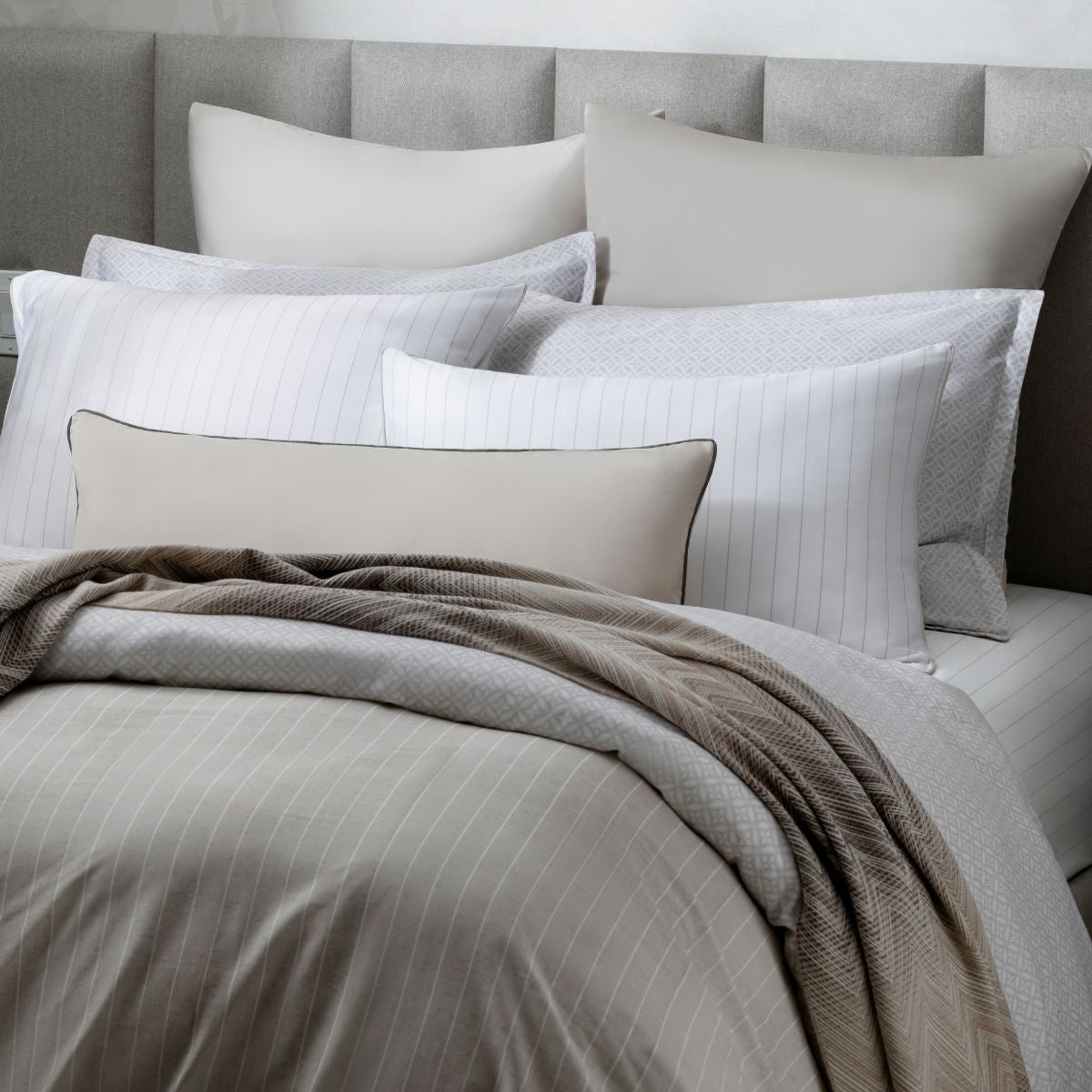 Aura Home Wesley Duvet Set- Taupe