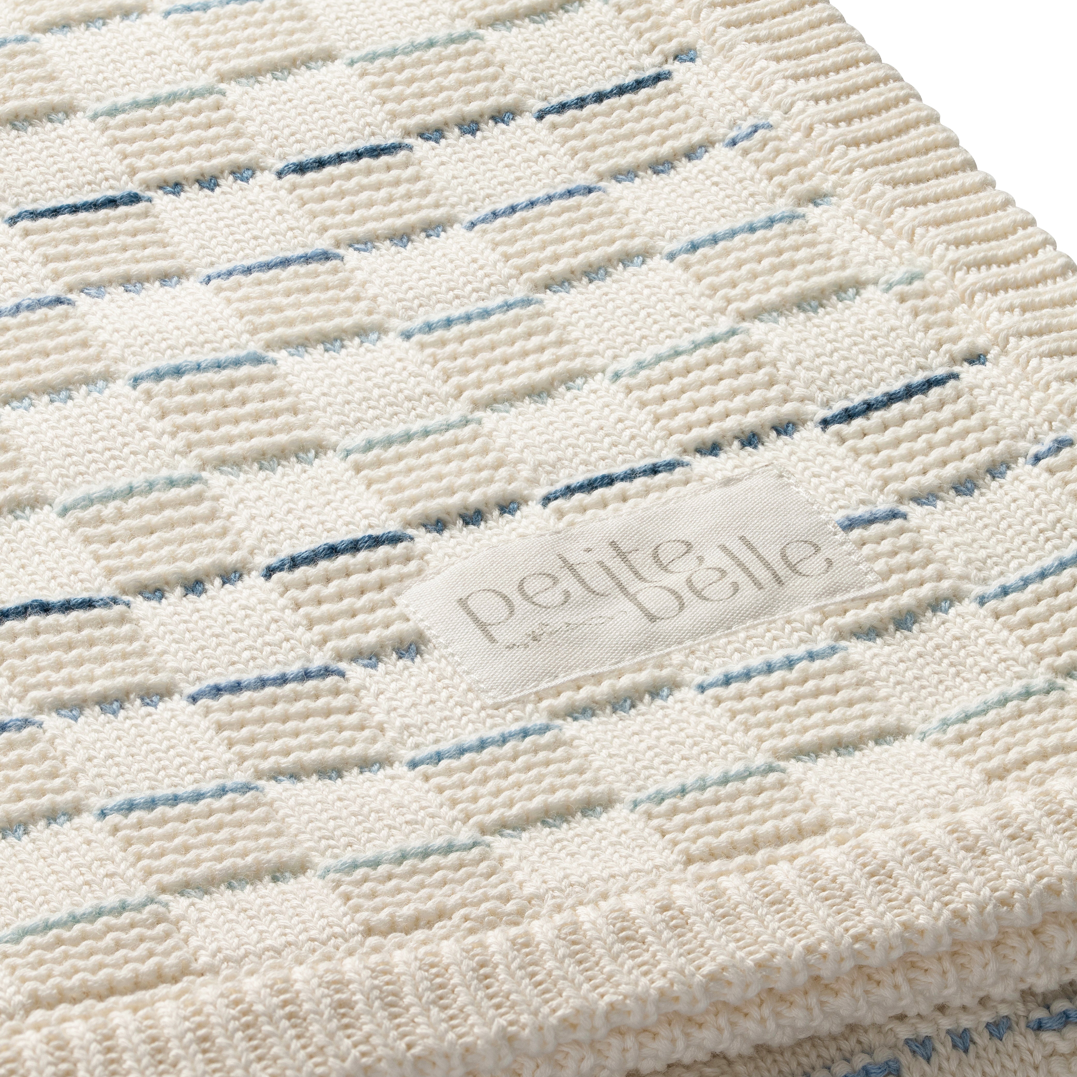 Powder Blue Weave Knit Blanket & Pouch Set