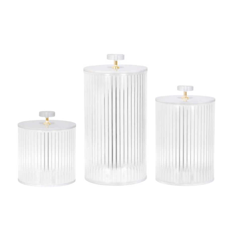 Corrugated Lucite Cookie Jar with Leatherette Handle