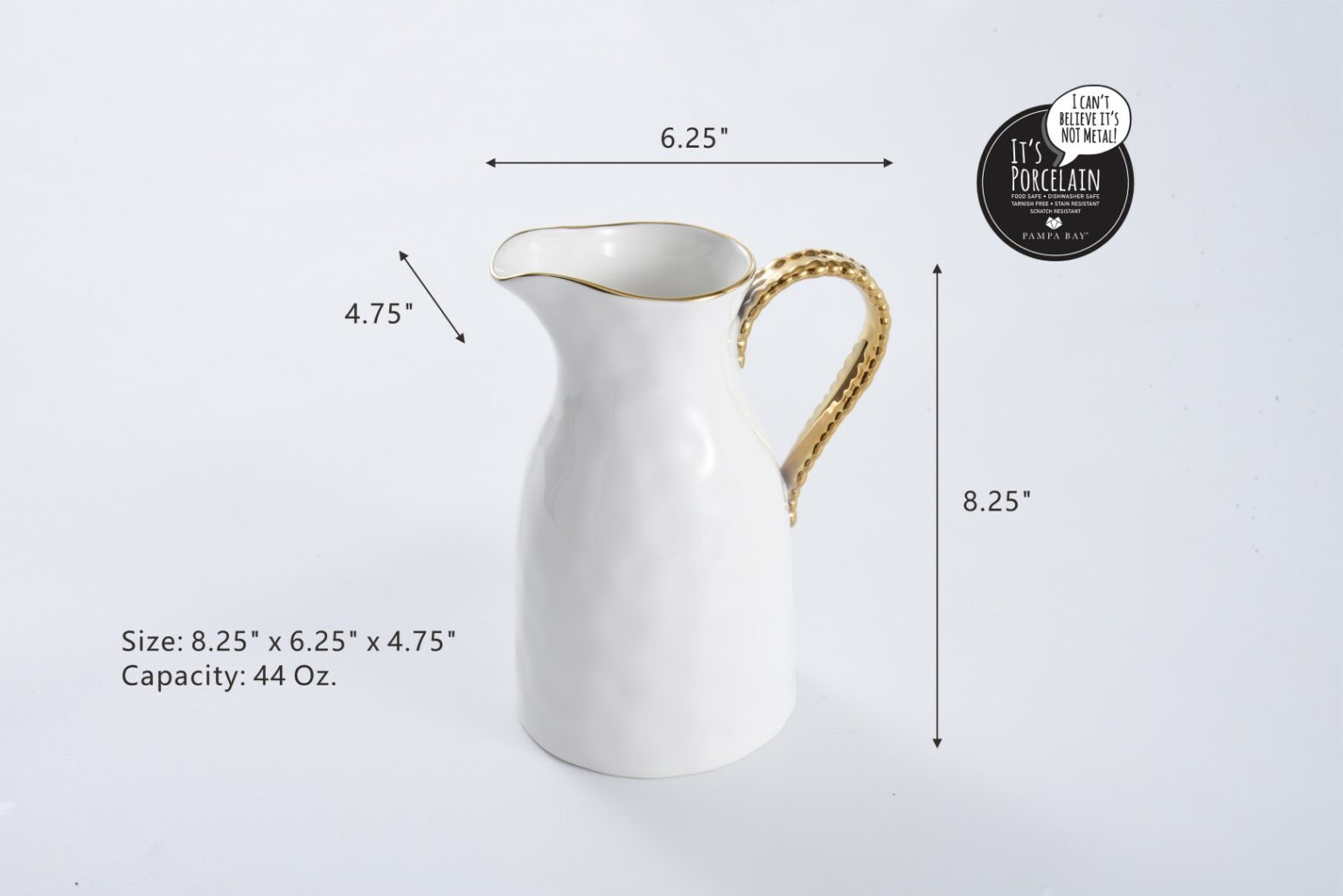 White Porcelain Salerno Water Pitcher