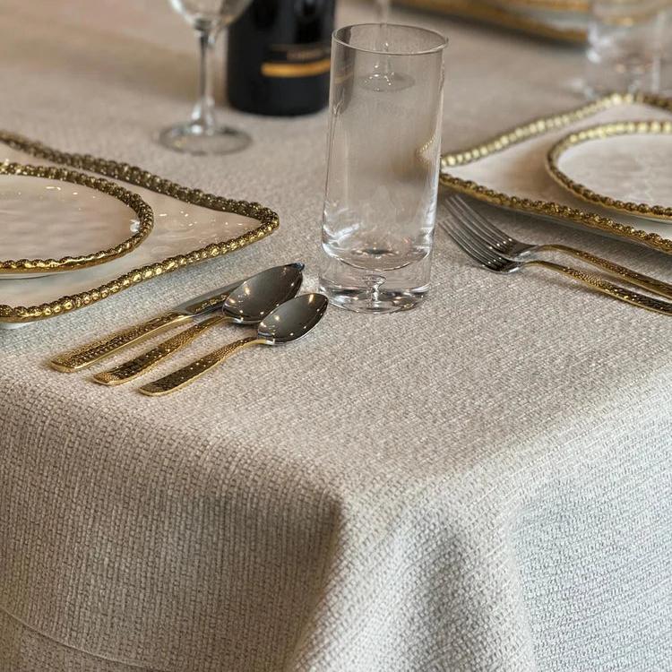 Adorn Your Table  Chenille Weave White Tablecloth