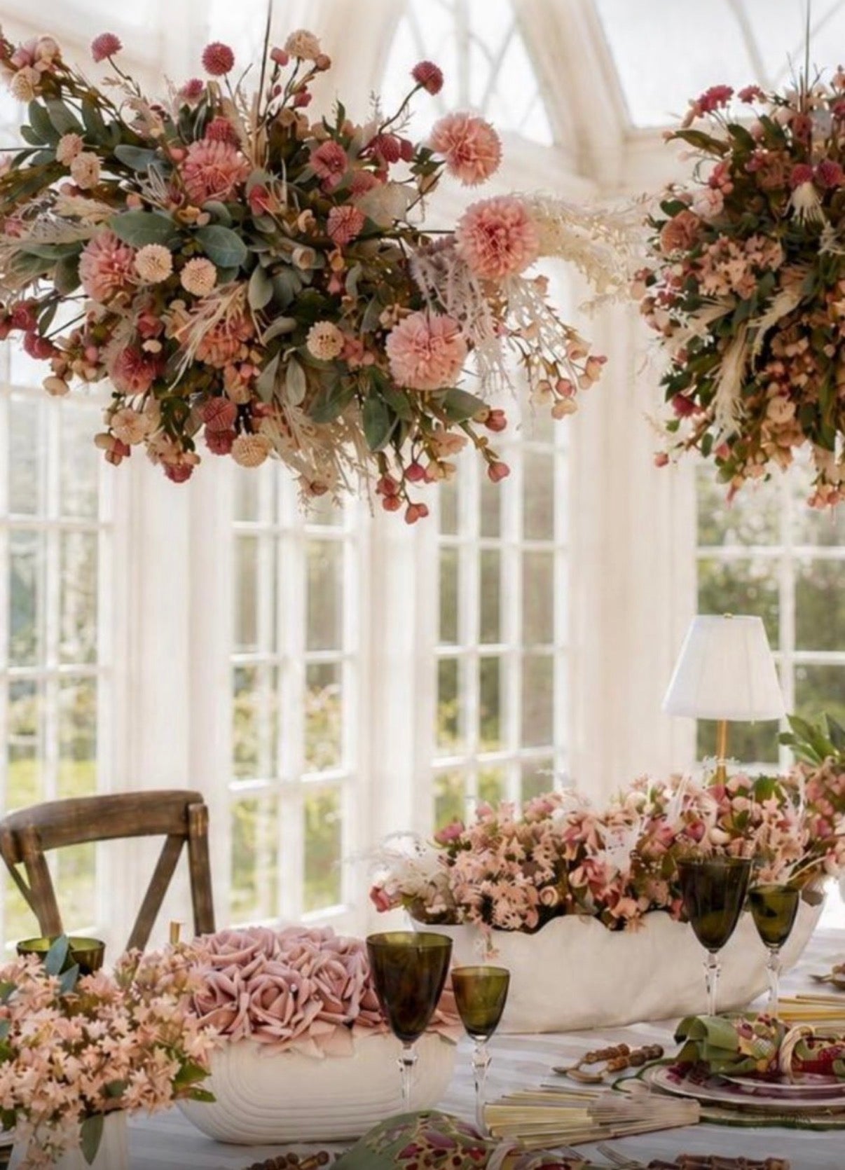 Blush Garden Floral Hanging Chandelier
