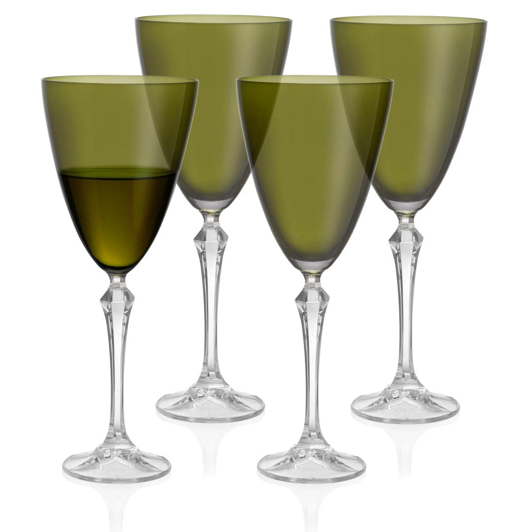 Vivid Wine Glass, Green, 9 oz. Set of 4