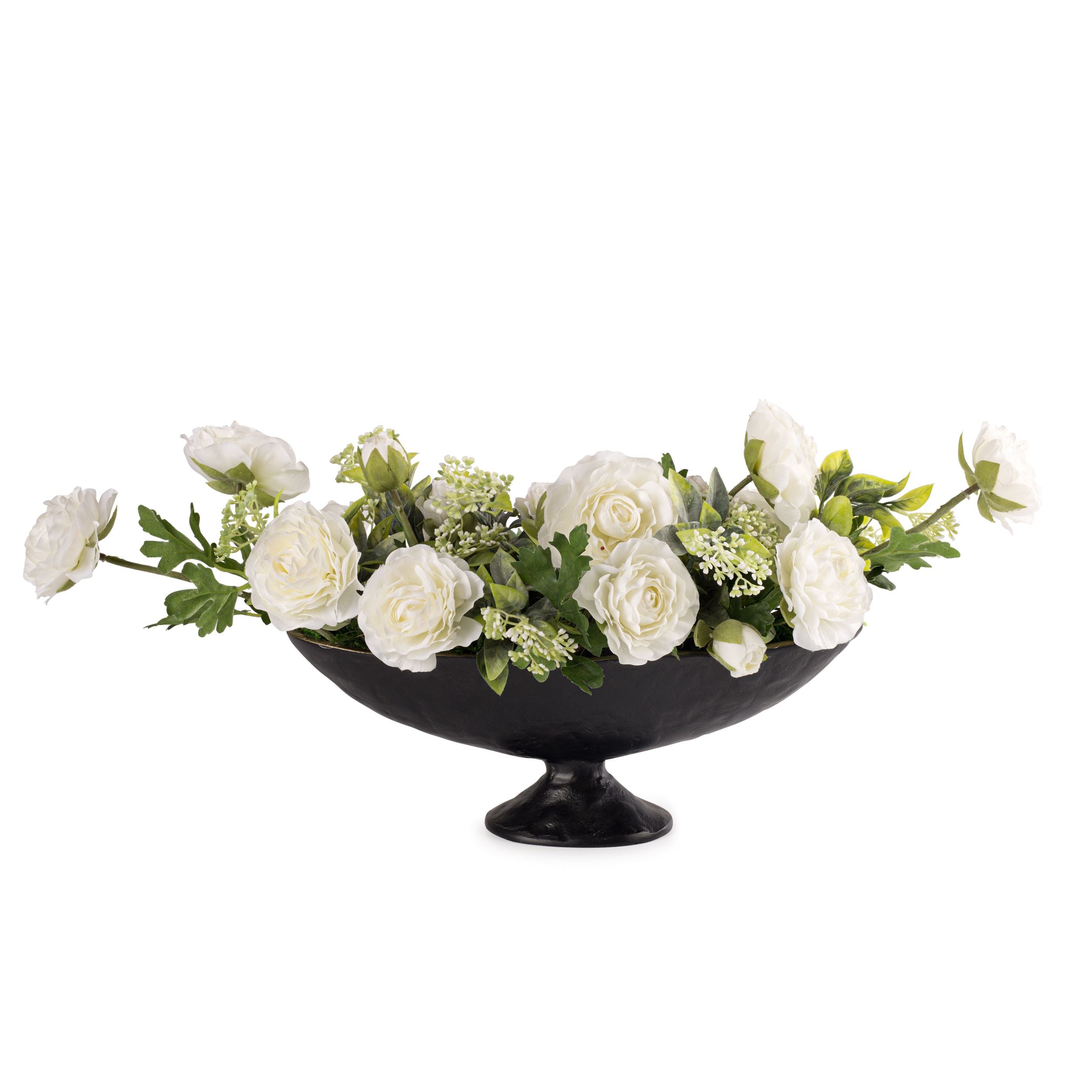 Flaura White Garden Roses in Compote