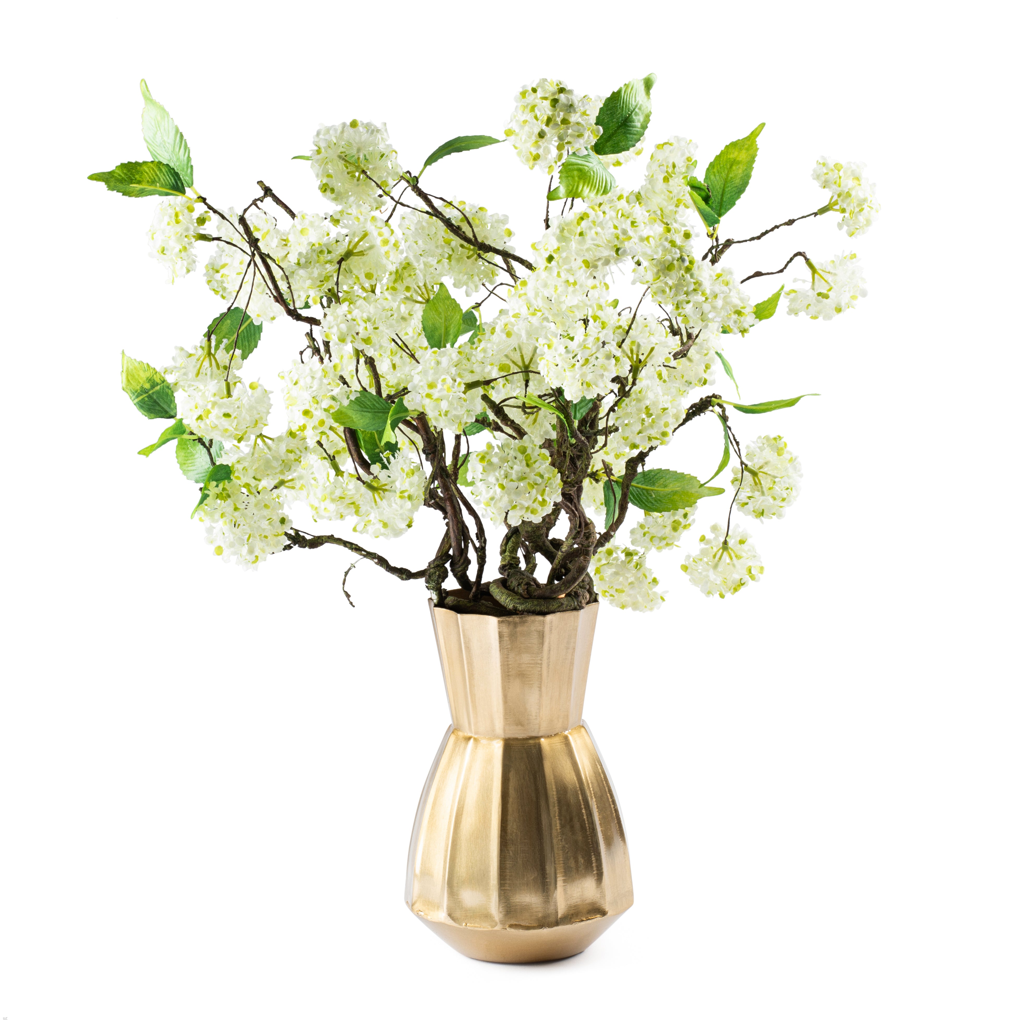 Flaura Tall Hydrangeas in Gold Pot