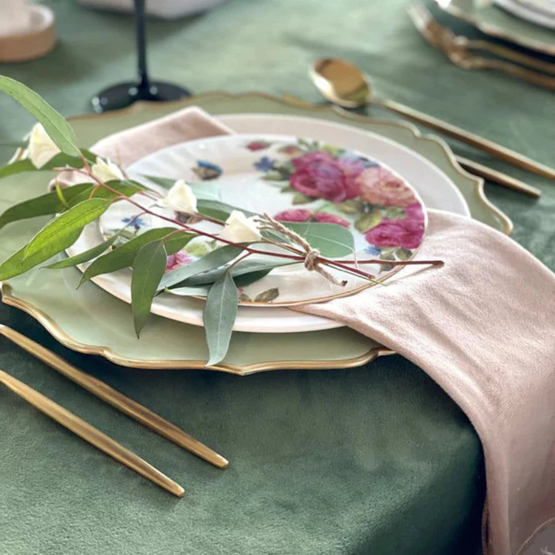 Adorn Your Table Olive Green Velvet Tablecloth