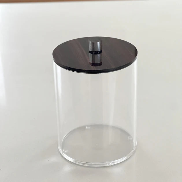 Lucite Cookie Jars with Wood Look Lids