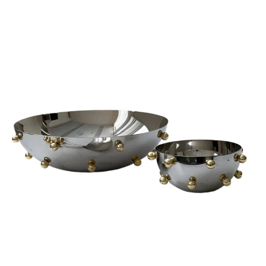 Stainless Steel Bowl With Gold Balls