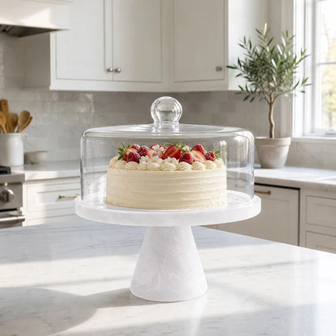 Resin Round Cake Dome with Stand