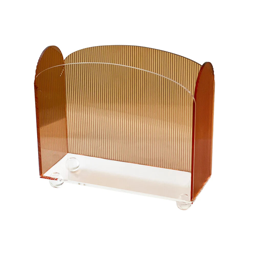 Amber Corrugated Lucite Magazine Rack