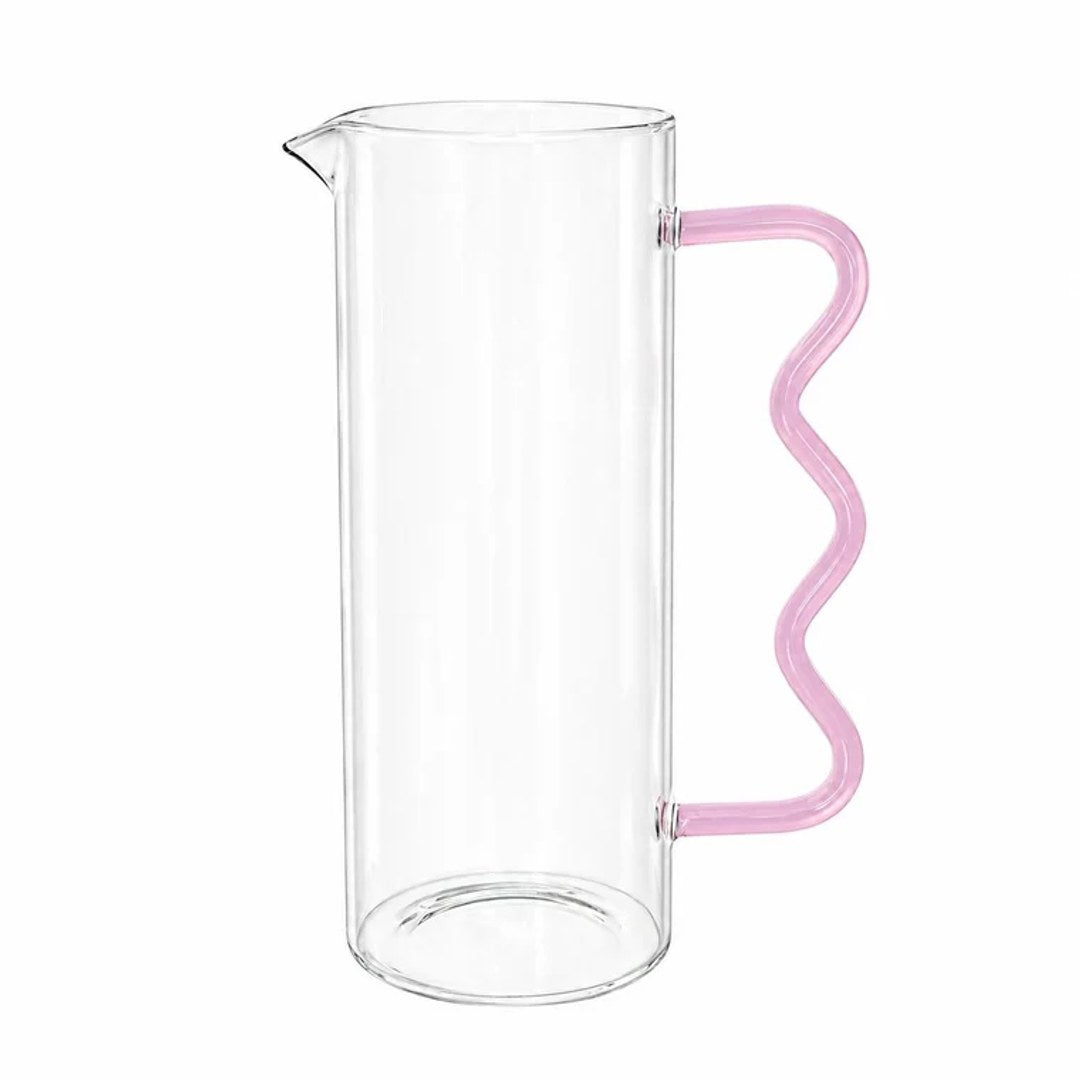 Borosilicate Glass Pitcher with Pink Handle