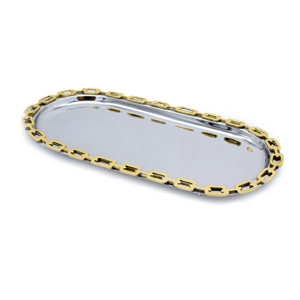 Luxe Linked Stainless Steel Oval Serving Platter