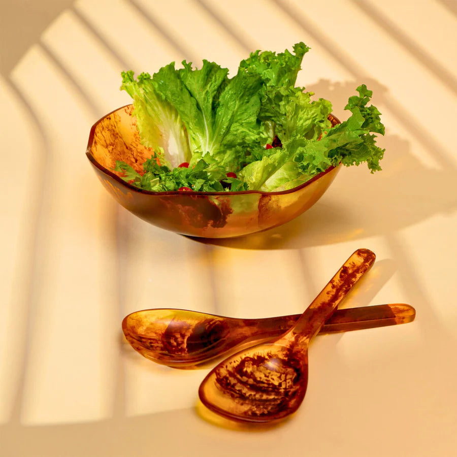 Lucente Tortoise Shell Resin Scalloped Salad Bowl