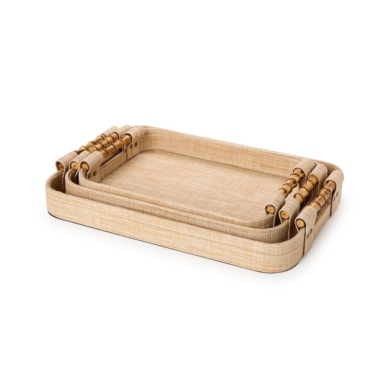 Monaco Grass Trays with Bamboo Handles