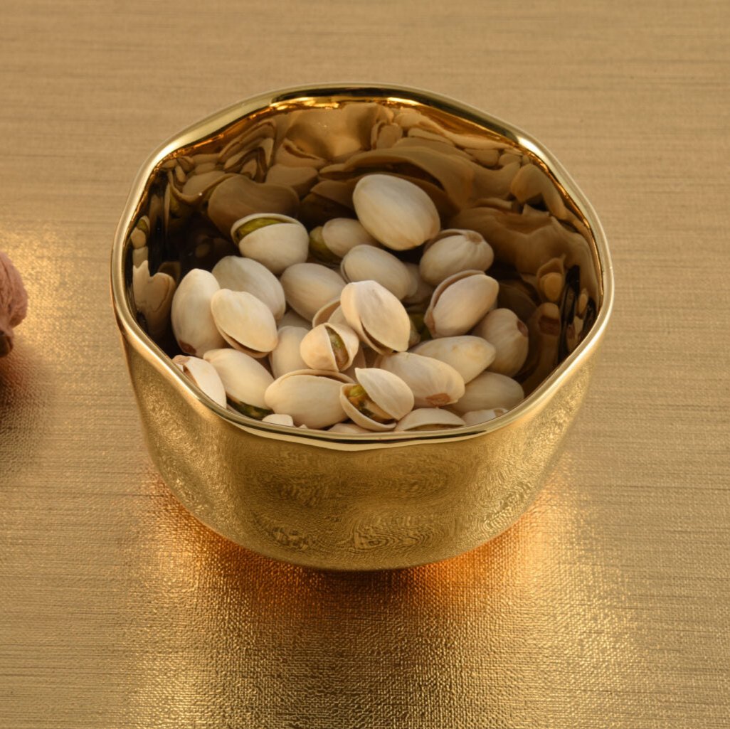 Moonlight Gold Porcelain Round Snack Bowl