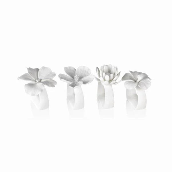 Assorted Bone China Flower Napkin Rings