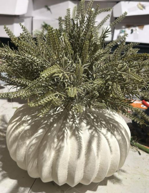 Flaura Fern in Cream Pumpkin Vase