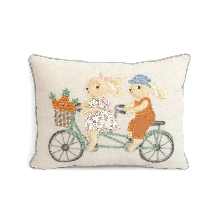 Bunny Bike Ride Lumbar Accent Pillow