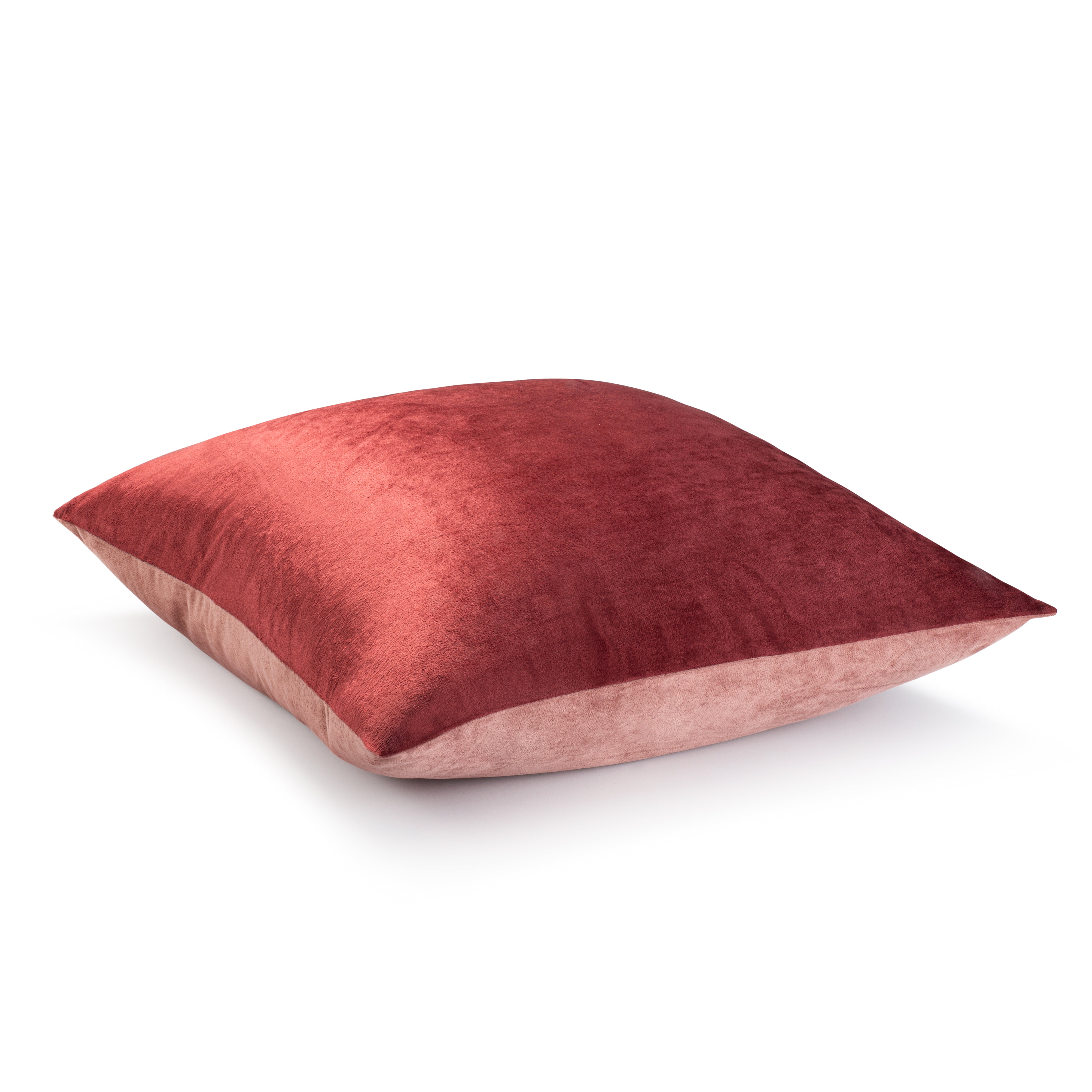 Aura Home Two-Tone Maroon Rose/Blush Velvet Throw Pillow