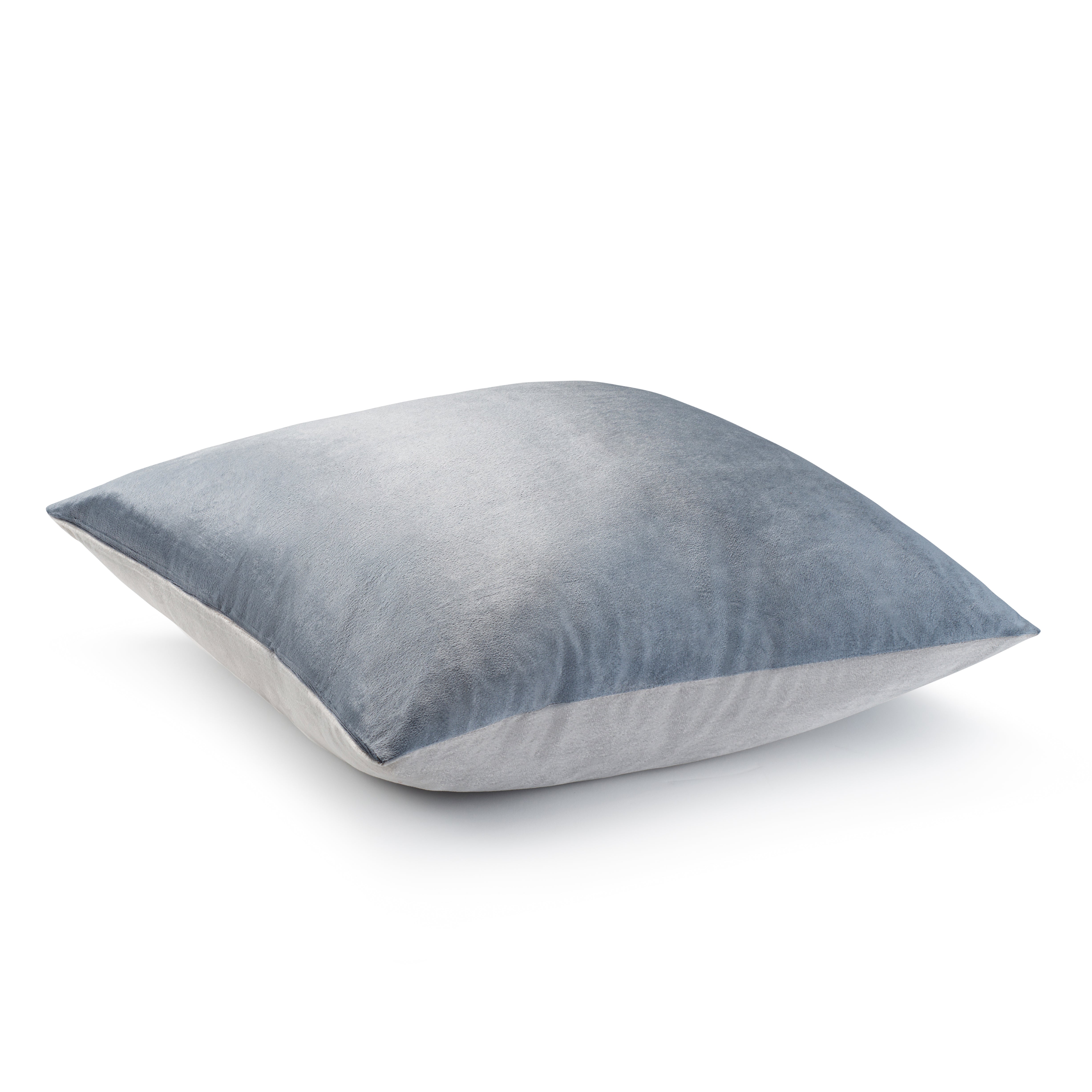 Aura Home Two-Tone Ocean Blue/Light Grey Velvet Throw Pillow