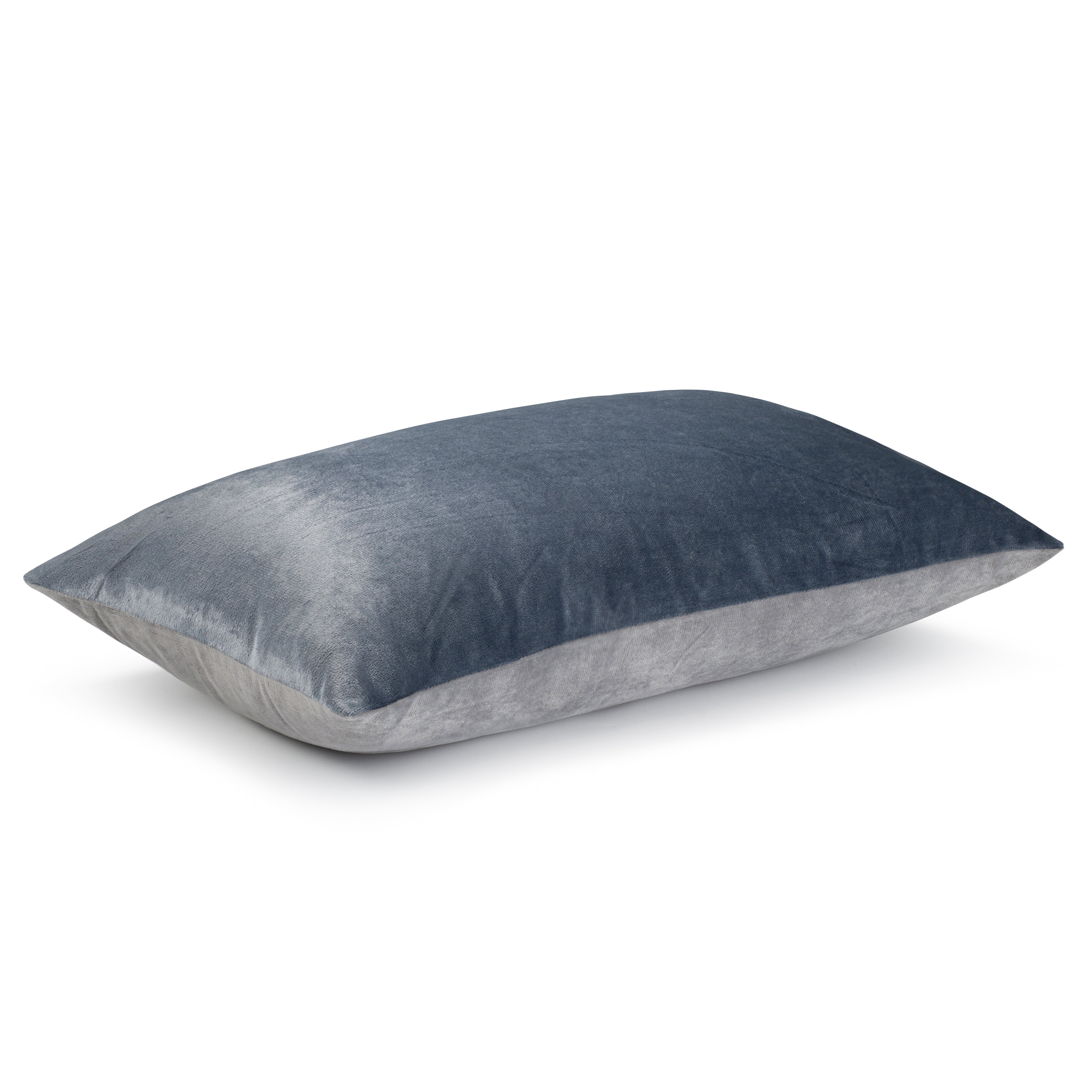 Aura Home Two-Tone Ocean Blue/Light Grey Velvet Throw Pillow