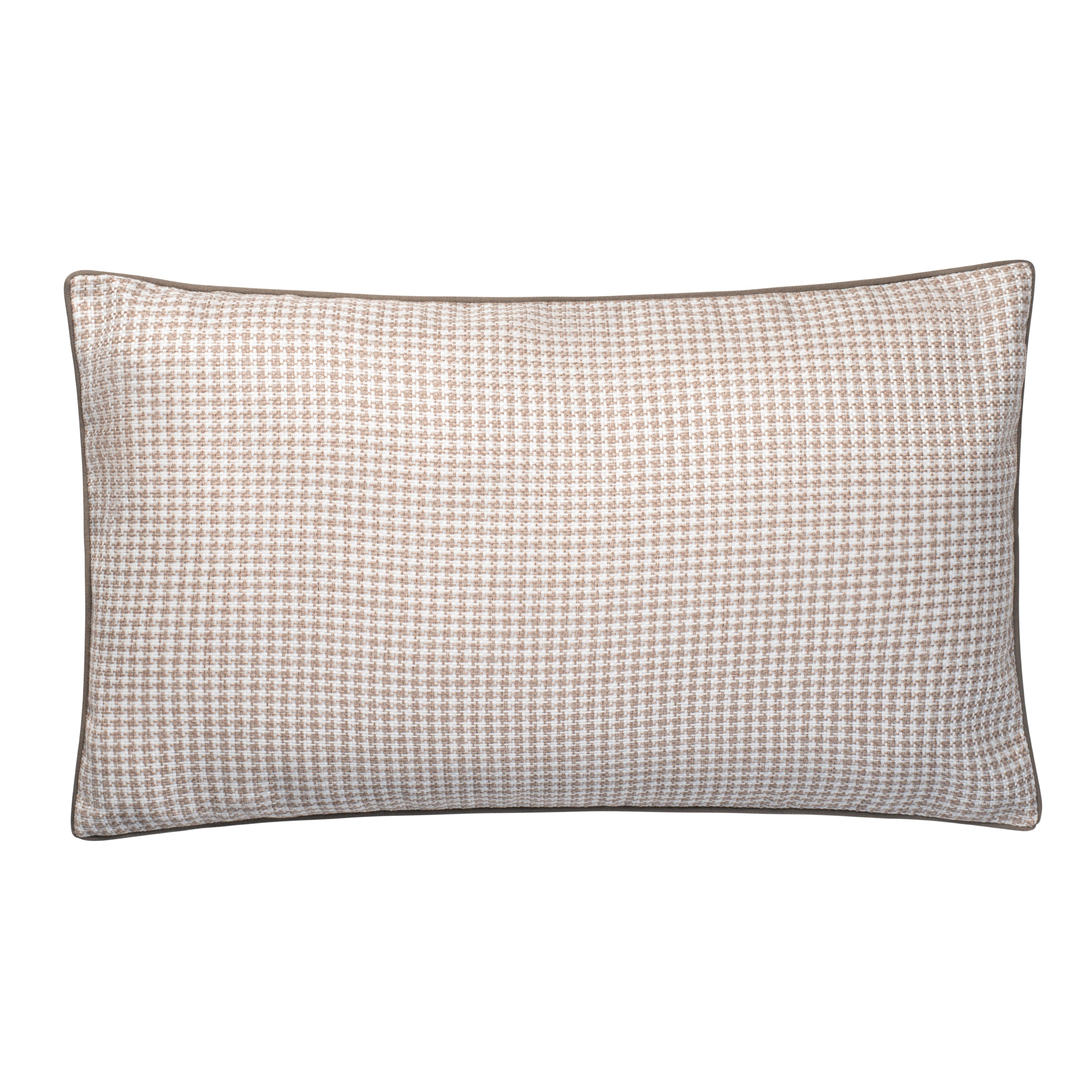 Aura Home Light Taupe Gingham Throw Pillow with Velveteen Pipping