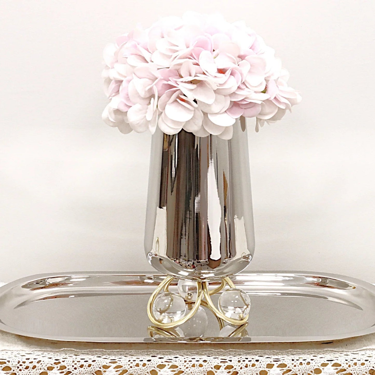 Silver Vase with Clear Ball Leg Base