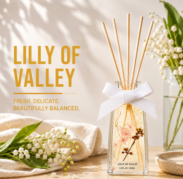 Dry botanical petals in Trapezoid glass: Lily of Valley