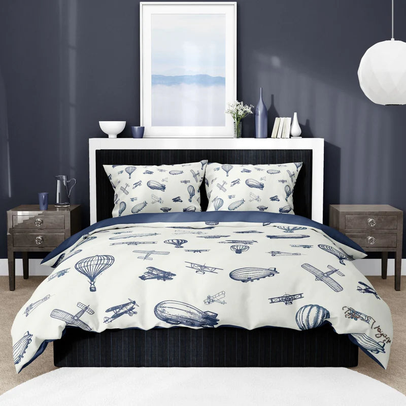 Aura Home navy sateen fitted sheet, Soaring High