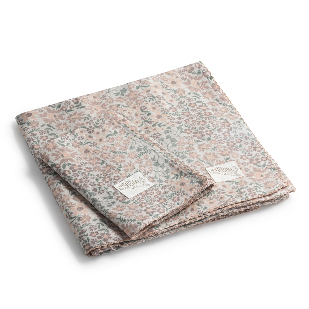 Petite Belle Liberty Floral Swaddle & Burp Cloth Set