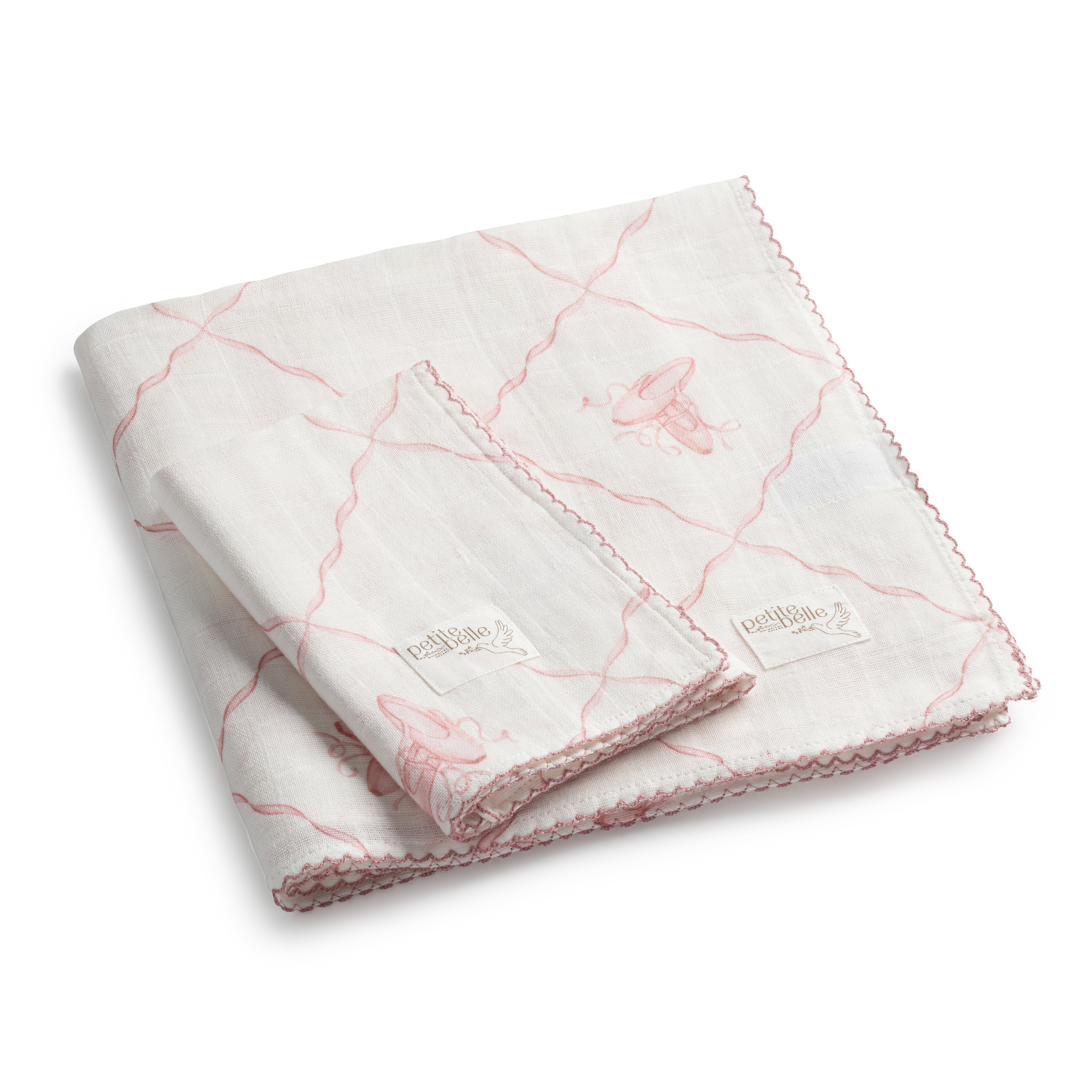 Petite Belle Rose Ballet Swaddle & Burp Cloth Set