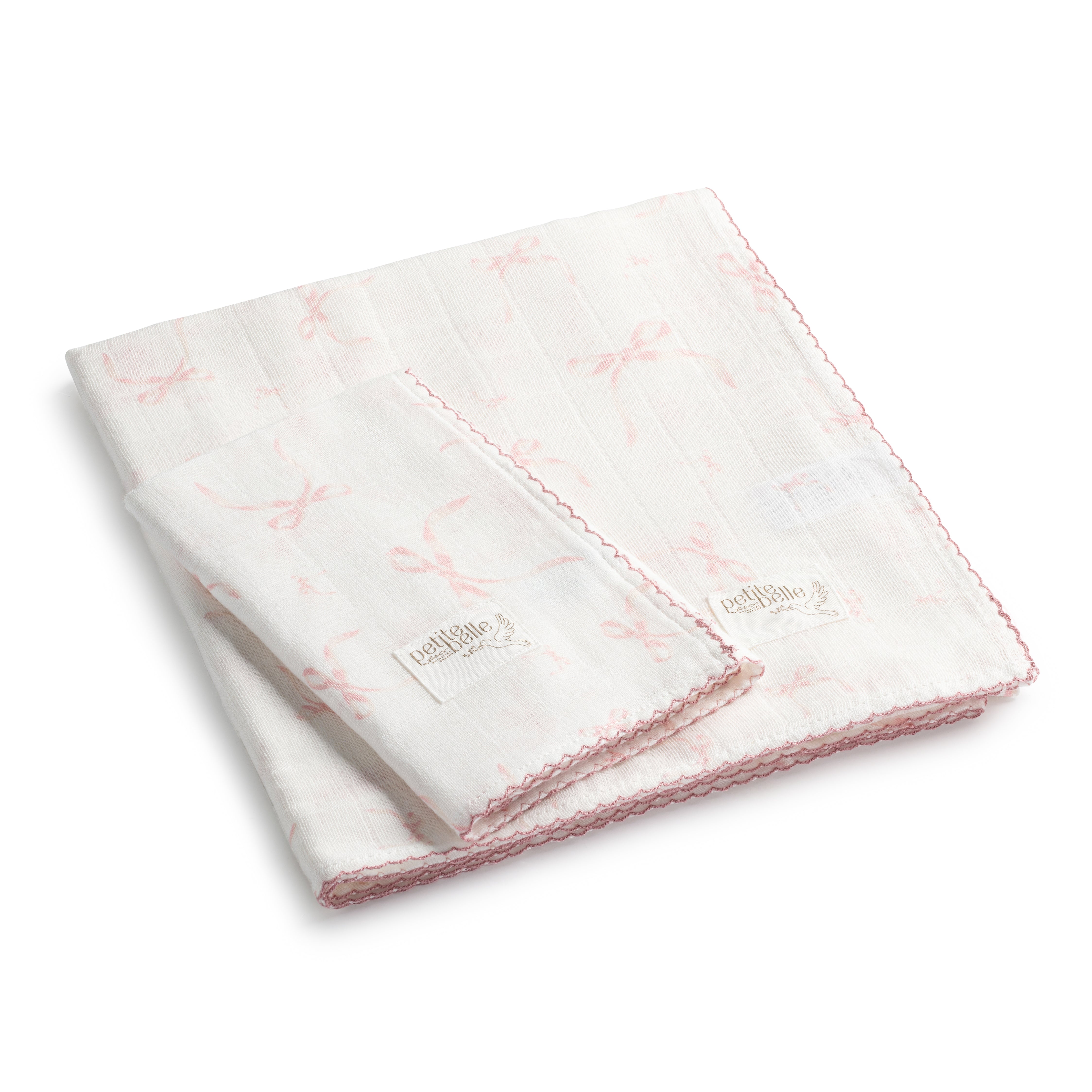Petite Belle Laffayette Pink Lace Swaddle & Burp Cloth Set