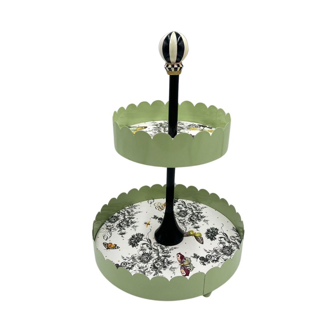 MacKenzie-Childs Butterfly Toile Two Tiered Stand