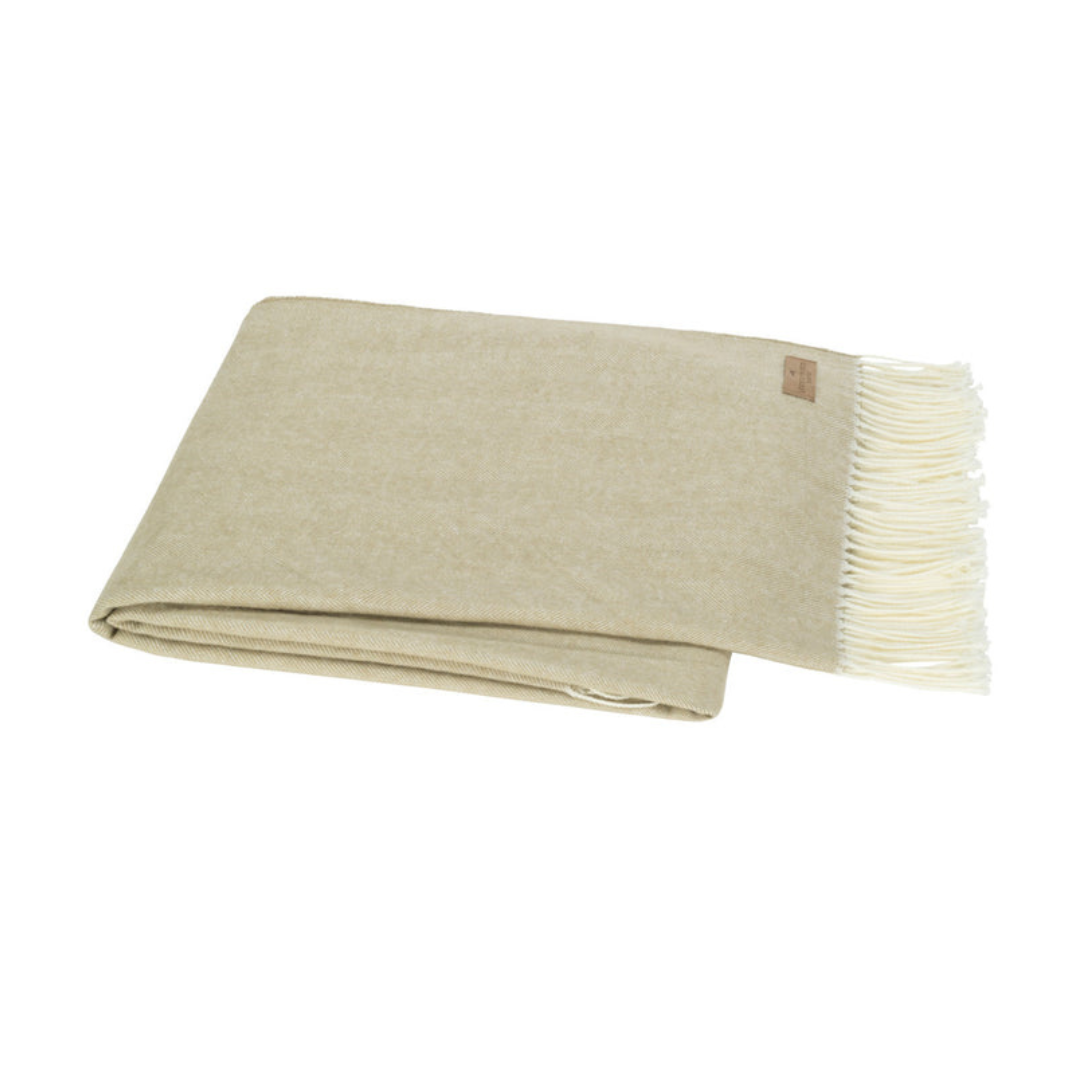 Lands Downunder Italian Herringbone Throw- White Truffle