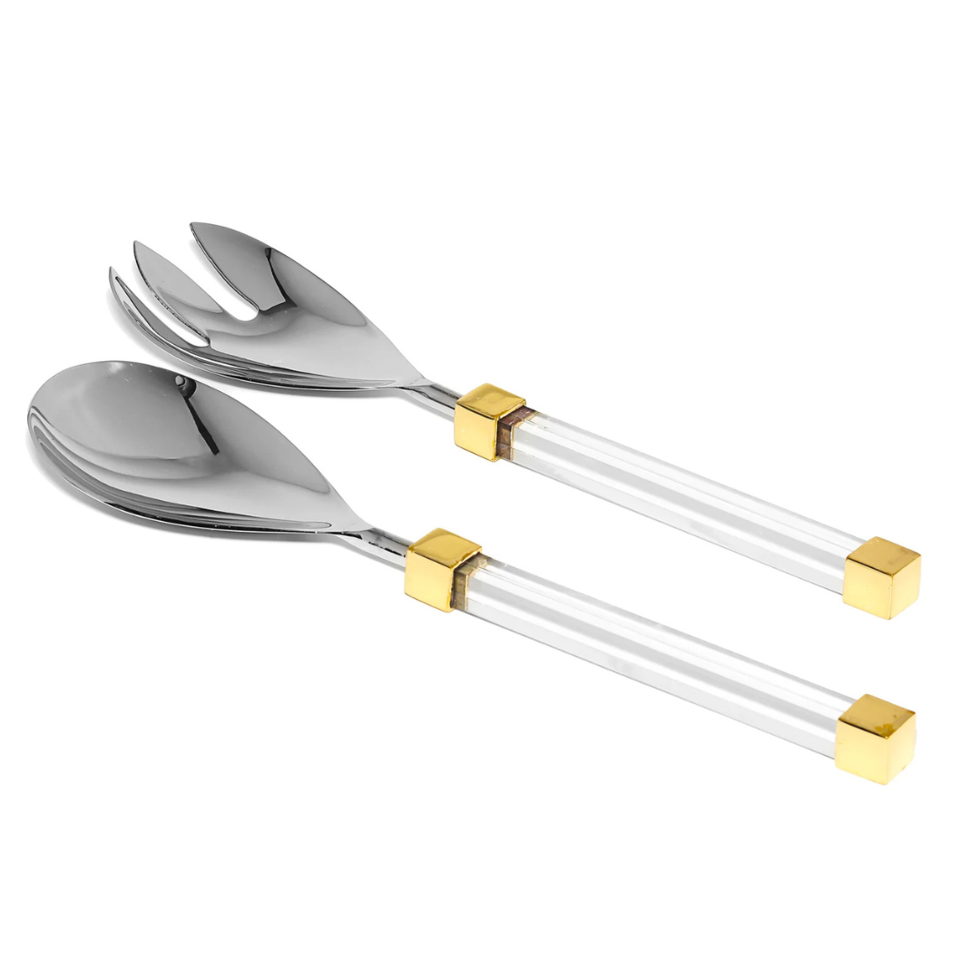 Salad Servers with Acrylic Handles