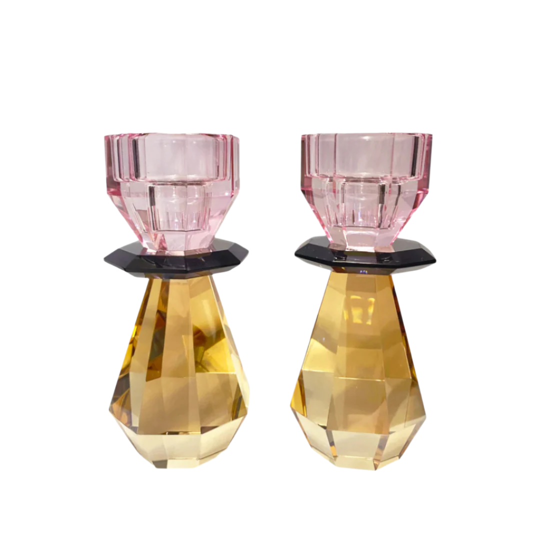 Modern Cut Candle Holder Set