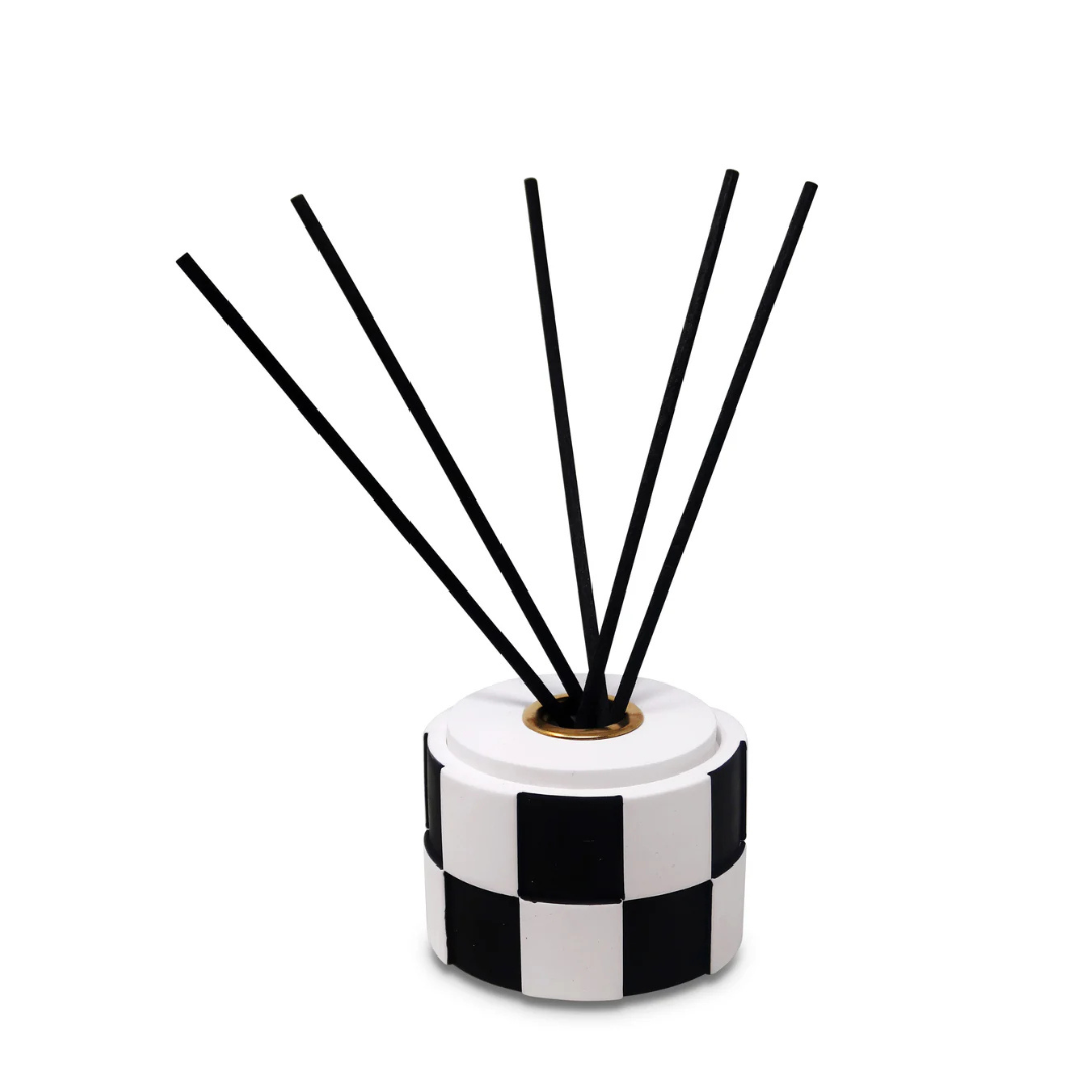 Black and White Checked Reed Diffuser