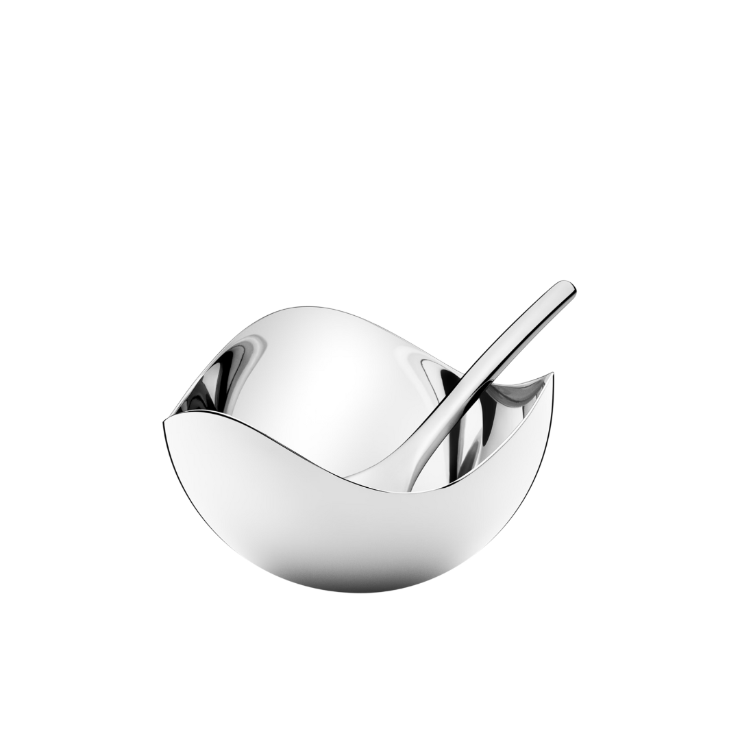 Georg Jensen Bloom Salt Cellar with Spoon