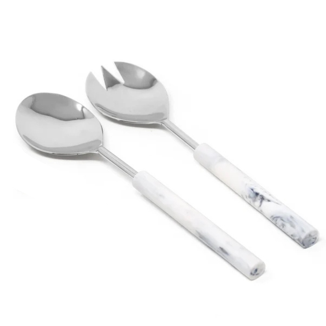 Salad Server Set with Marble Handle
