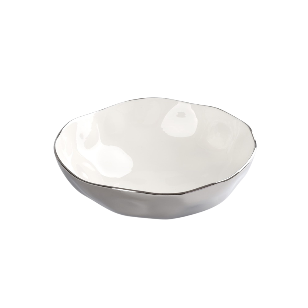 Silver Porcelain Wide Bowl