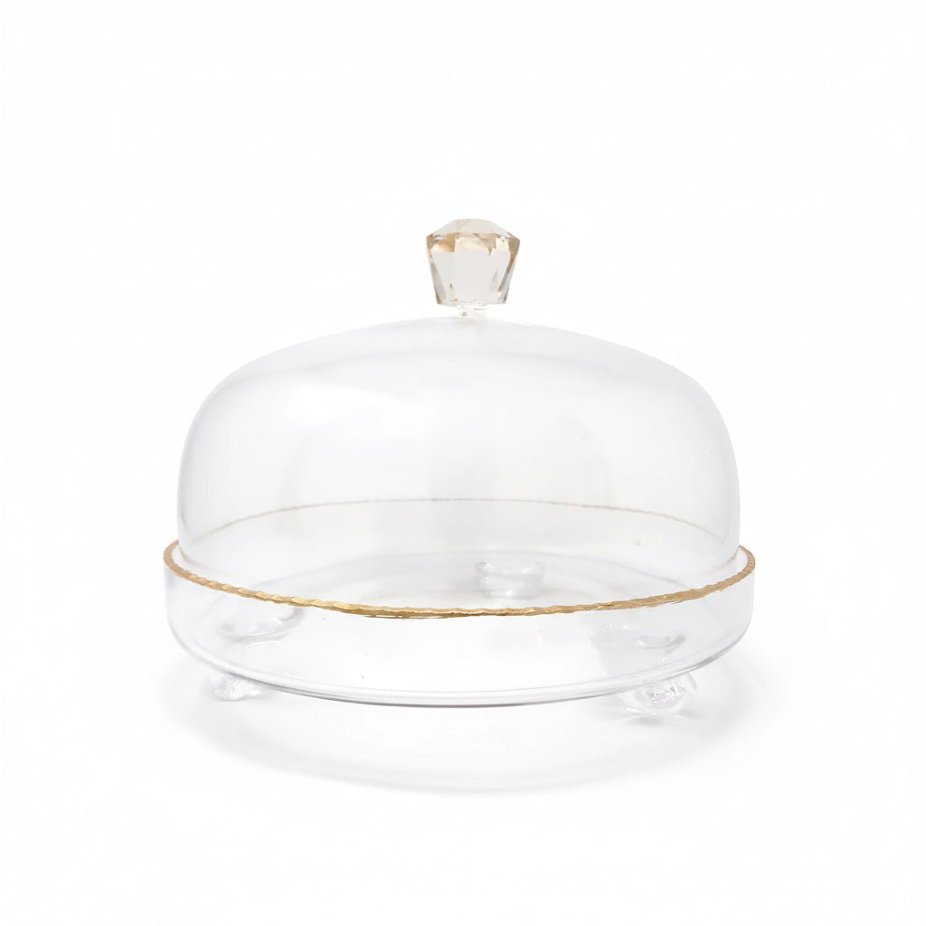 Clear Glass Dome with Amber Crystal Handle