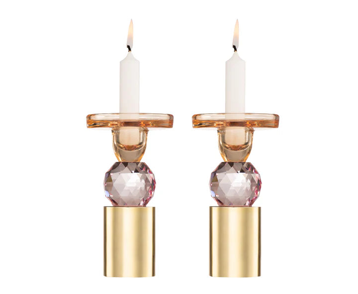 Pink Crystal Candlesticks